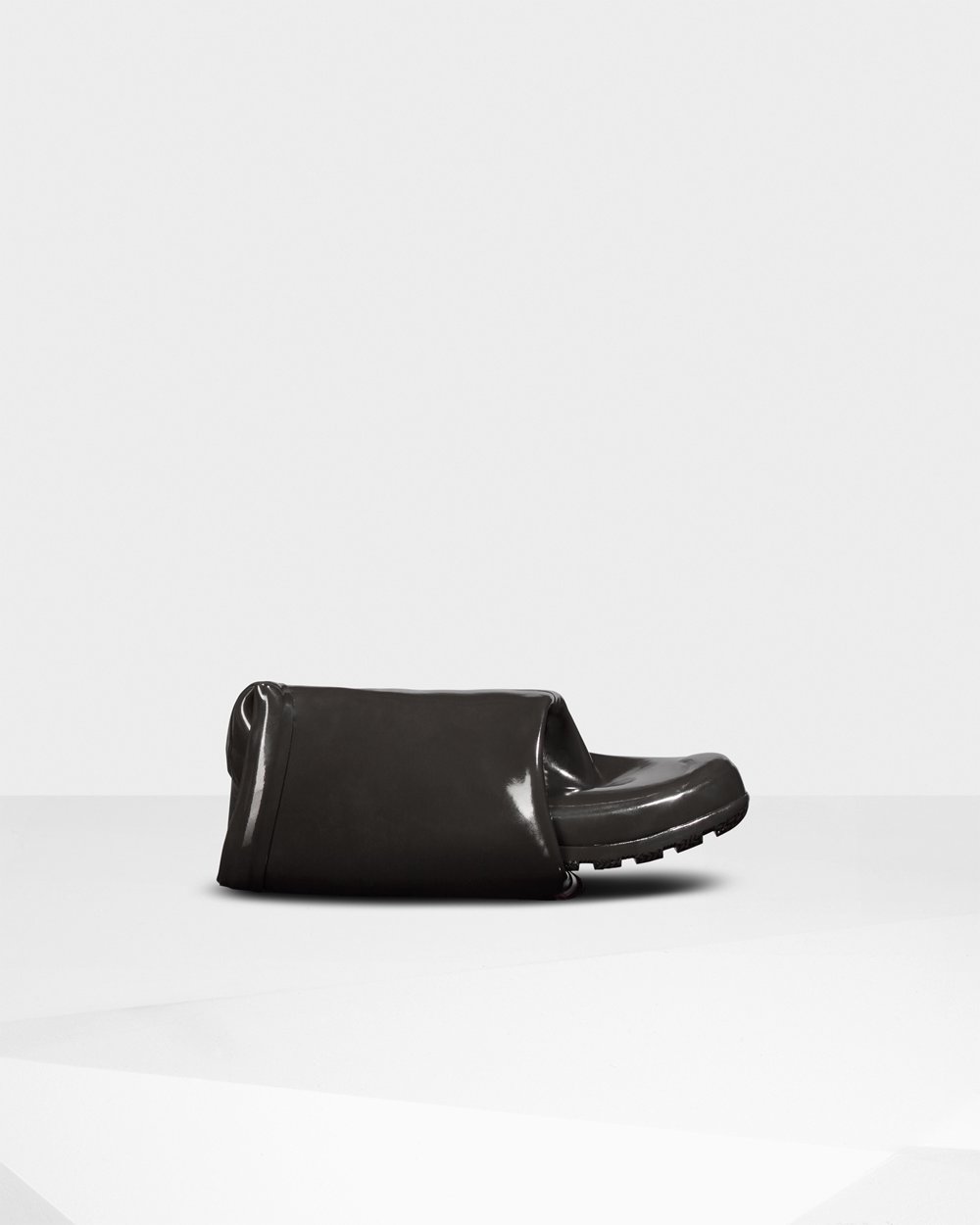 Womens Short Rain Boots - Hunter Original Tour Foldable Gloss (74BALMEJW) - Dark Grey